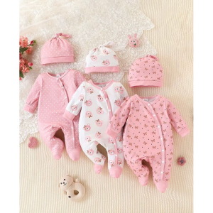 6pc Baby Bodysuit & Cap Set